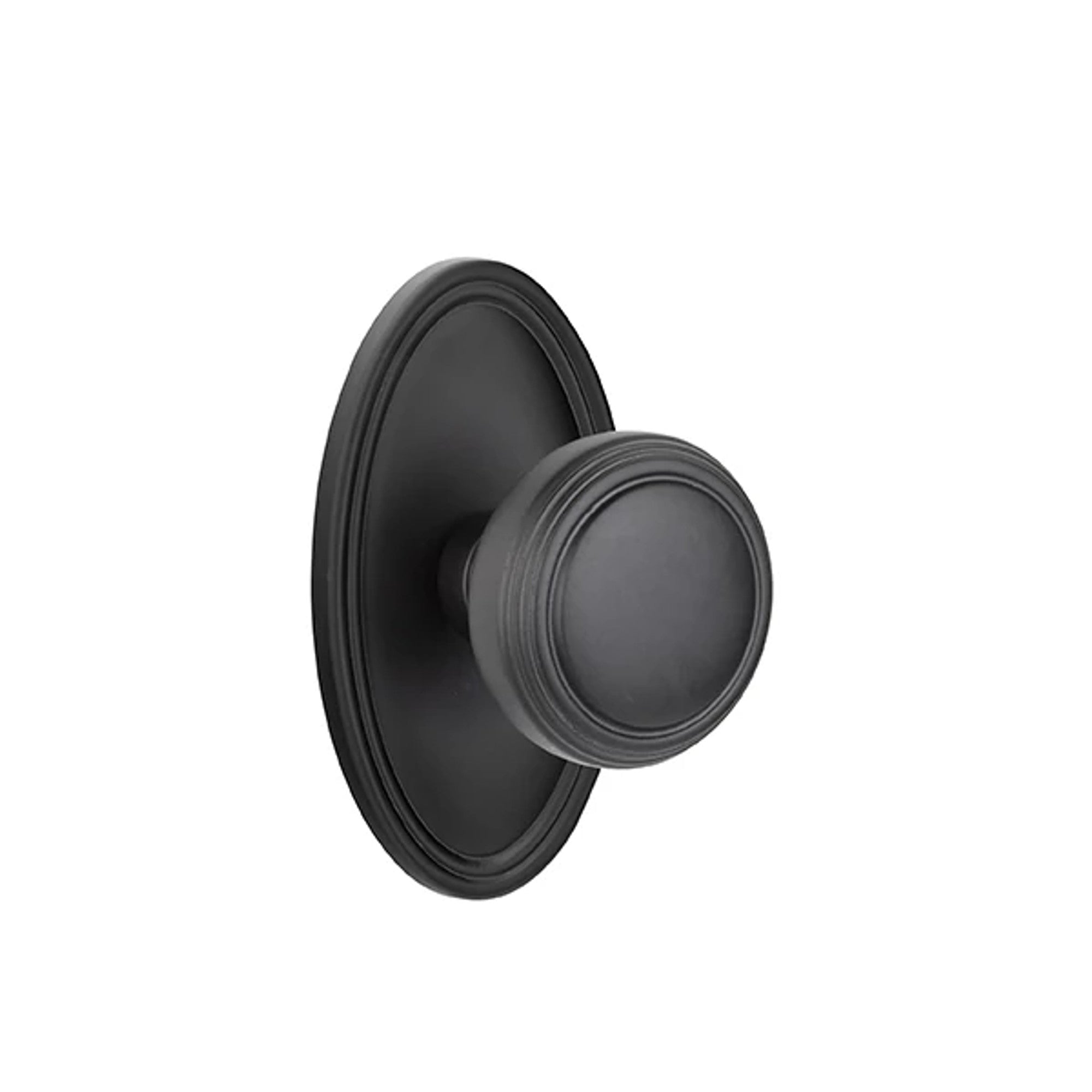 Emtek Norwich Knob with Oval Rosette in Flat Black