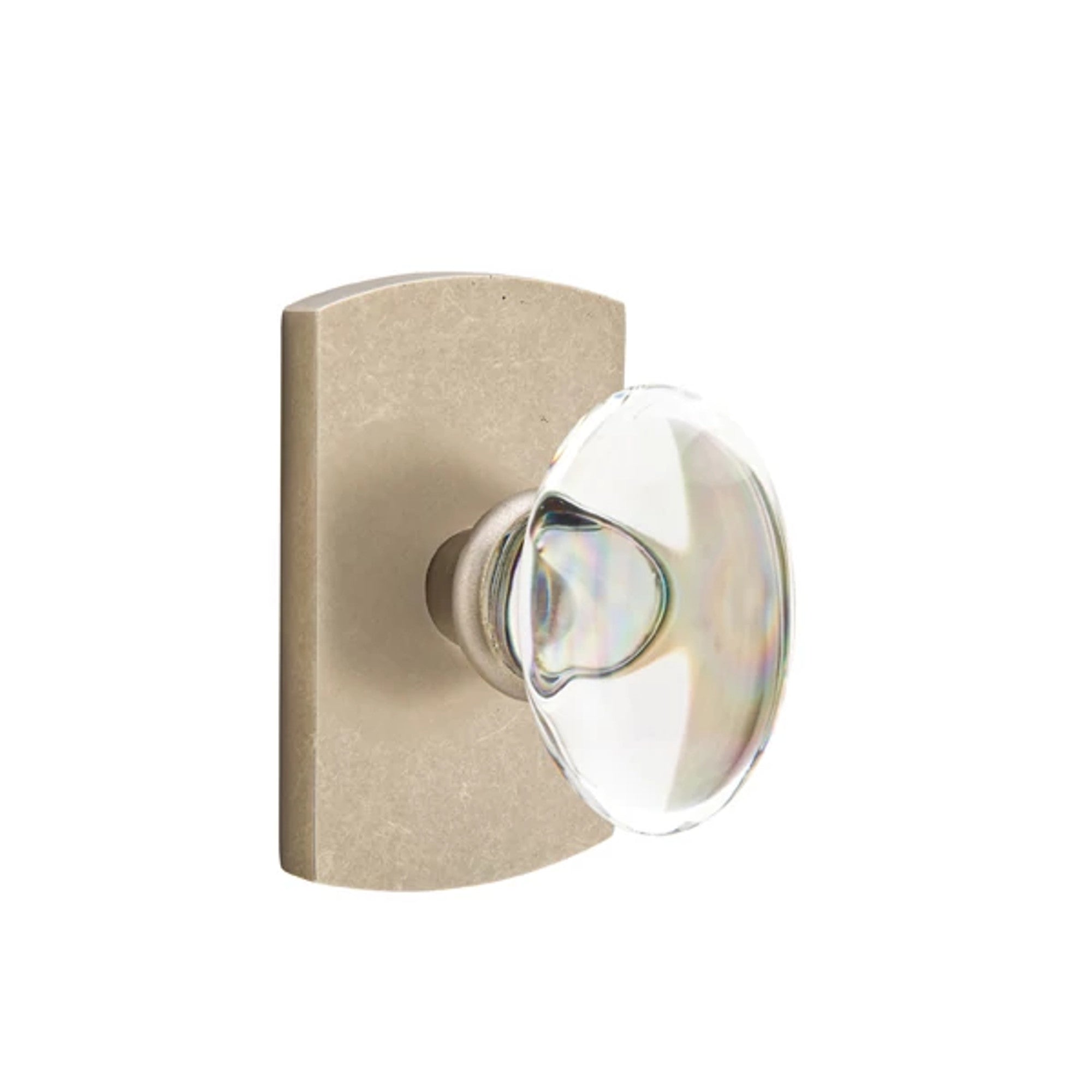 Emtek Hampton Knob with #4 Rosette in Tumbled White Bronze