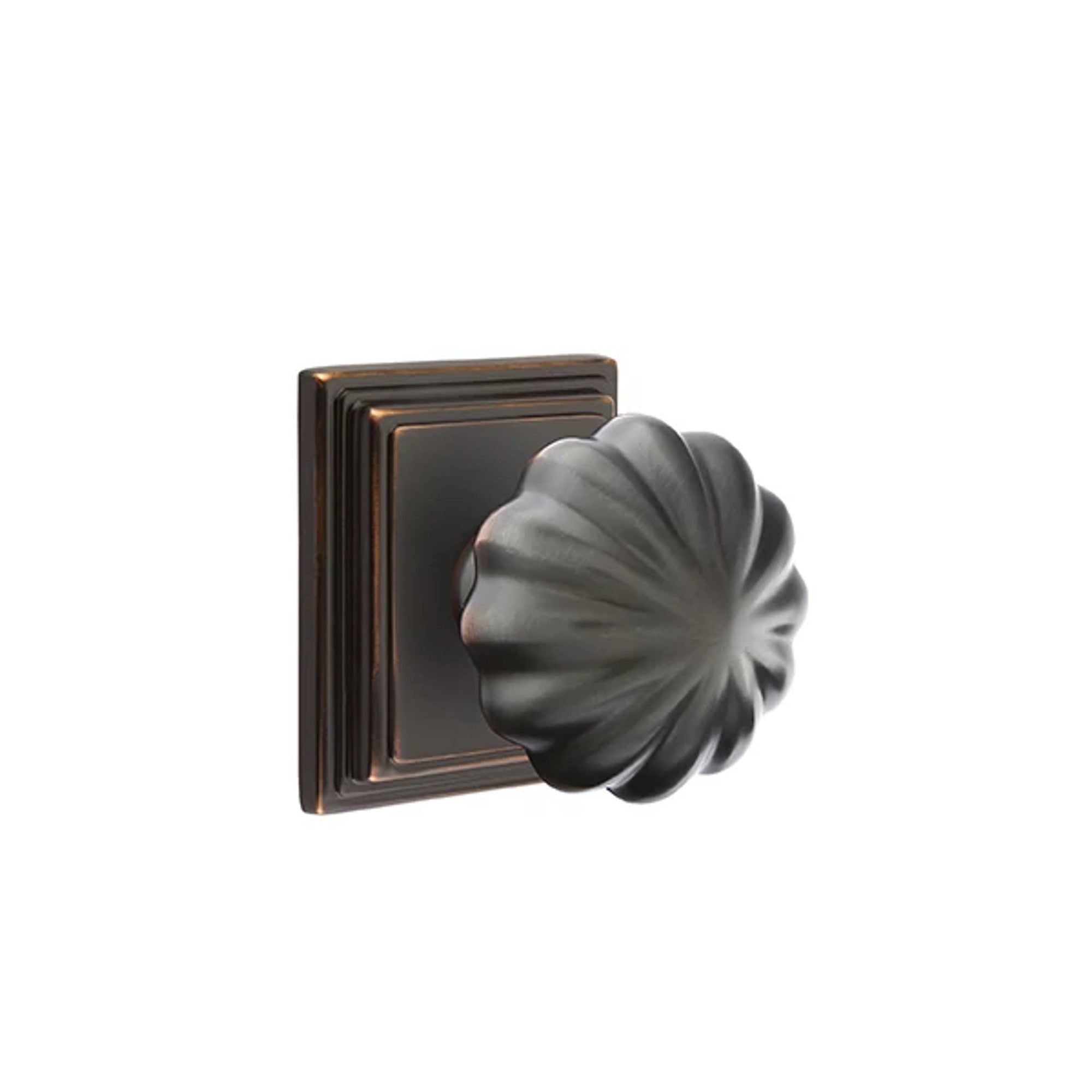 Emtek Melon Knob with Wilshire Rosette in Oil Rubbed Bronze