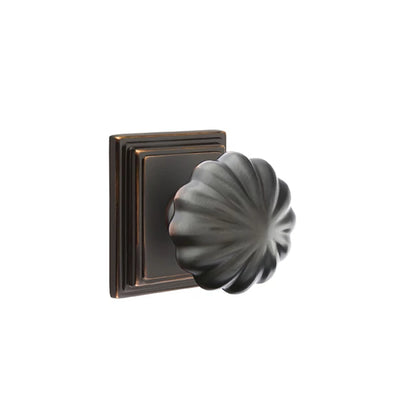 Emtek Melon Knob with Wilshire Rosette in Oil Rubbed Bronze