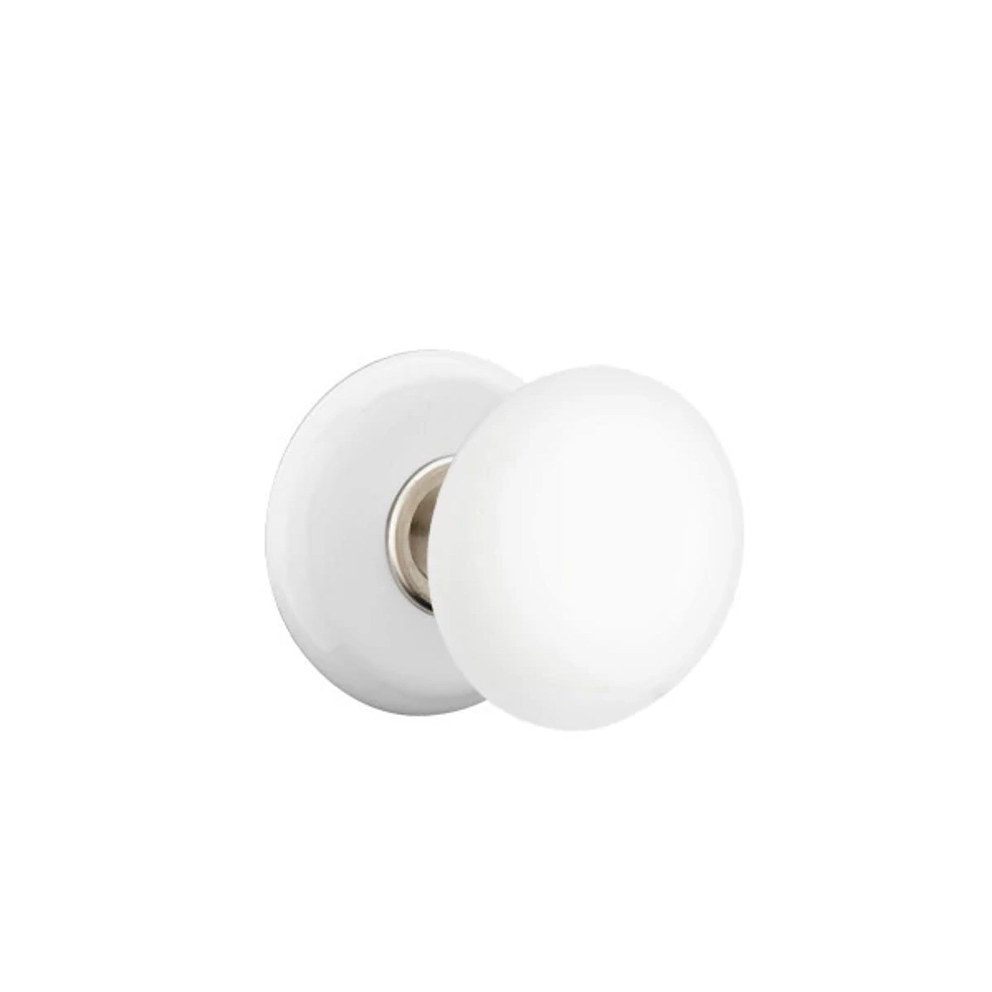 Emtek Ice White Knob with Porcelain Rosette in Satin Nickel