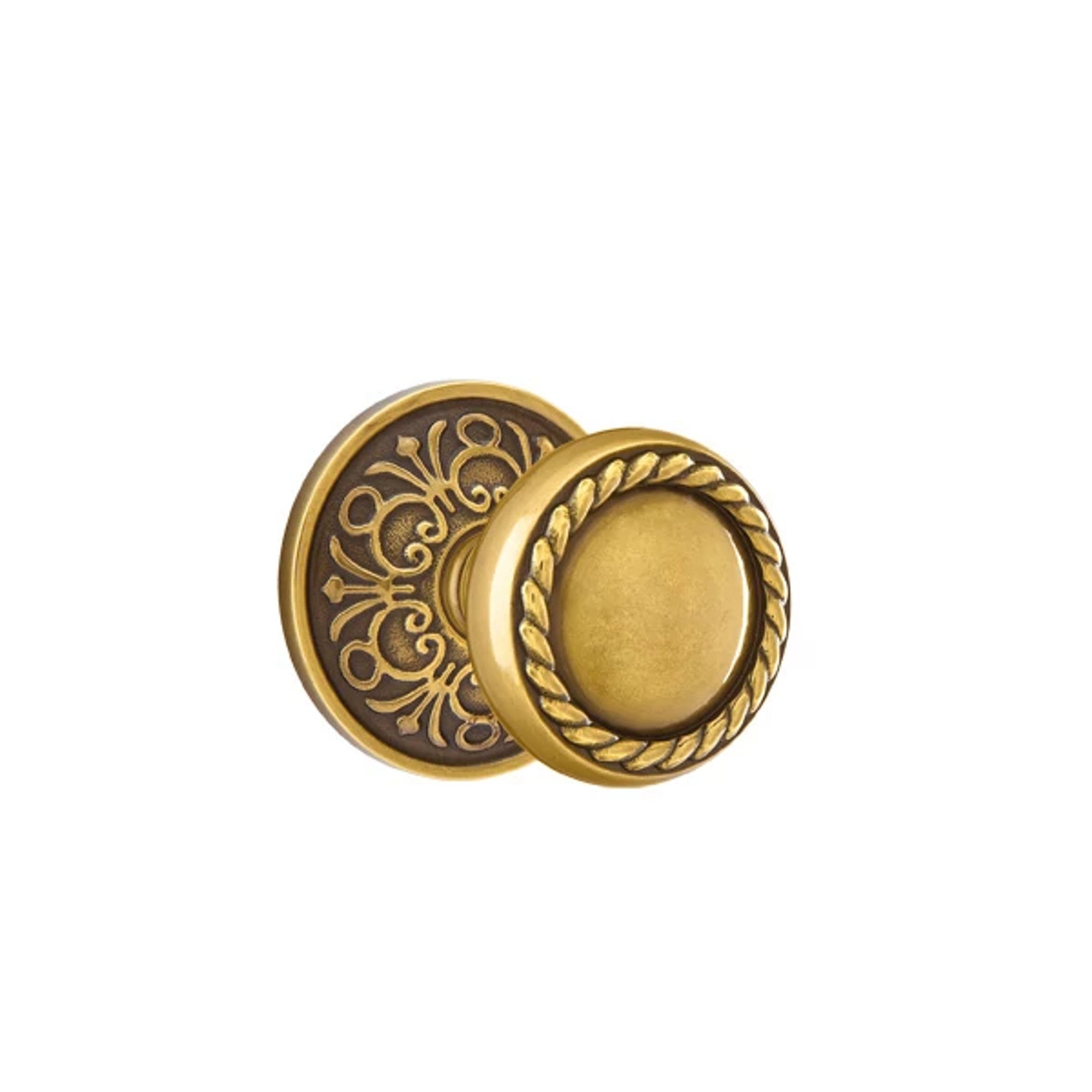 Emtek Rope Knob with Lancaster Rosette in French Antique