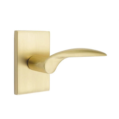 Emtek Mercury Lever with Modern Rectangular Rosette in Satin Brass