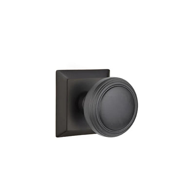 Emtek Norwich Knob with Quincy Rosette in Flat Black