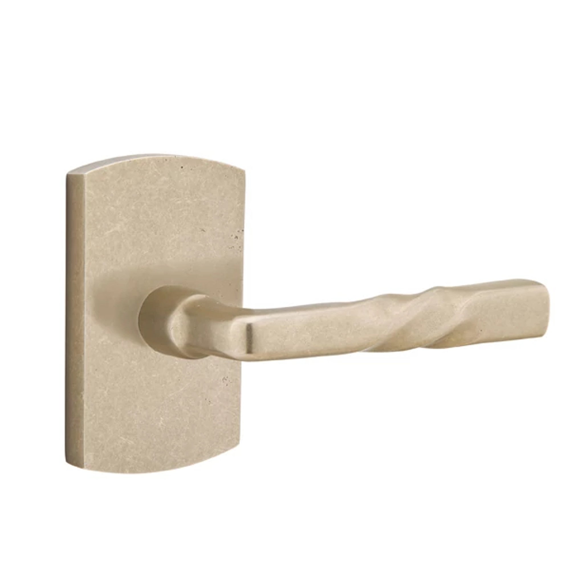 Emtek Montrose Lever with #4 Rosette in Tumbled White Bronze