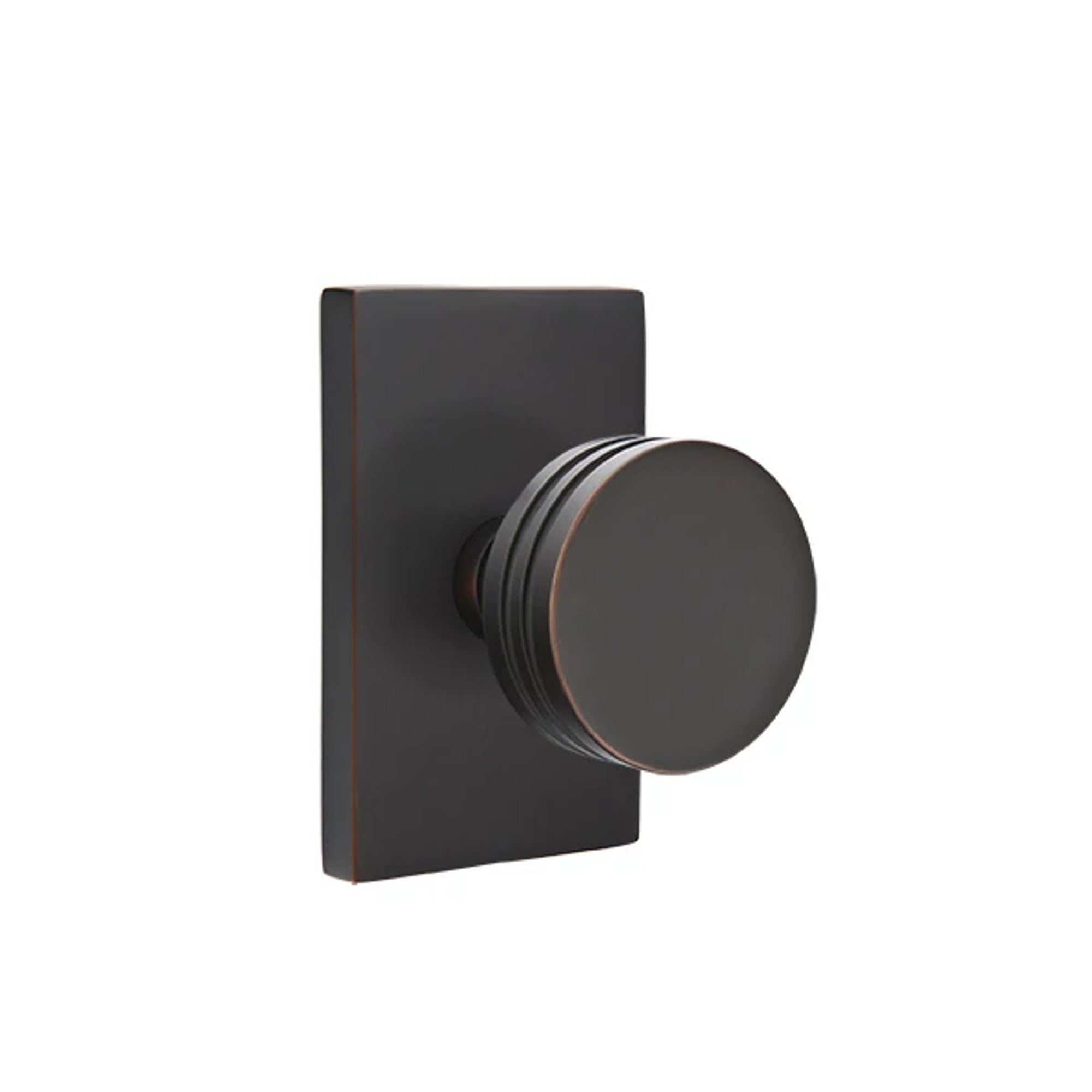 Emtek Bern Knob with Modern Rectangular Rosette in Oil Rubbed Bronze