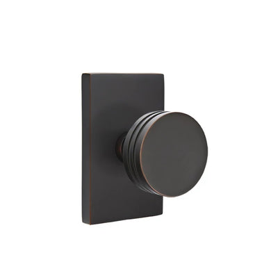 Emtek Bern Knob with Modern Rectangular Rosette in Oil Rubbed Bronze