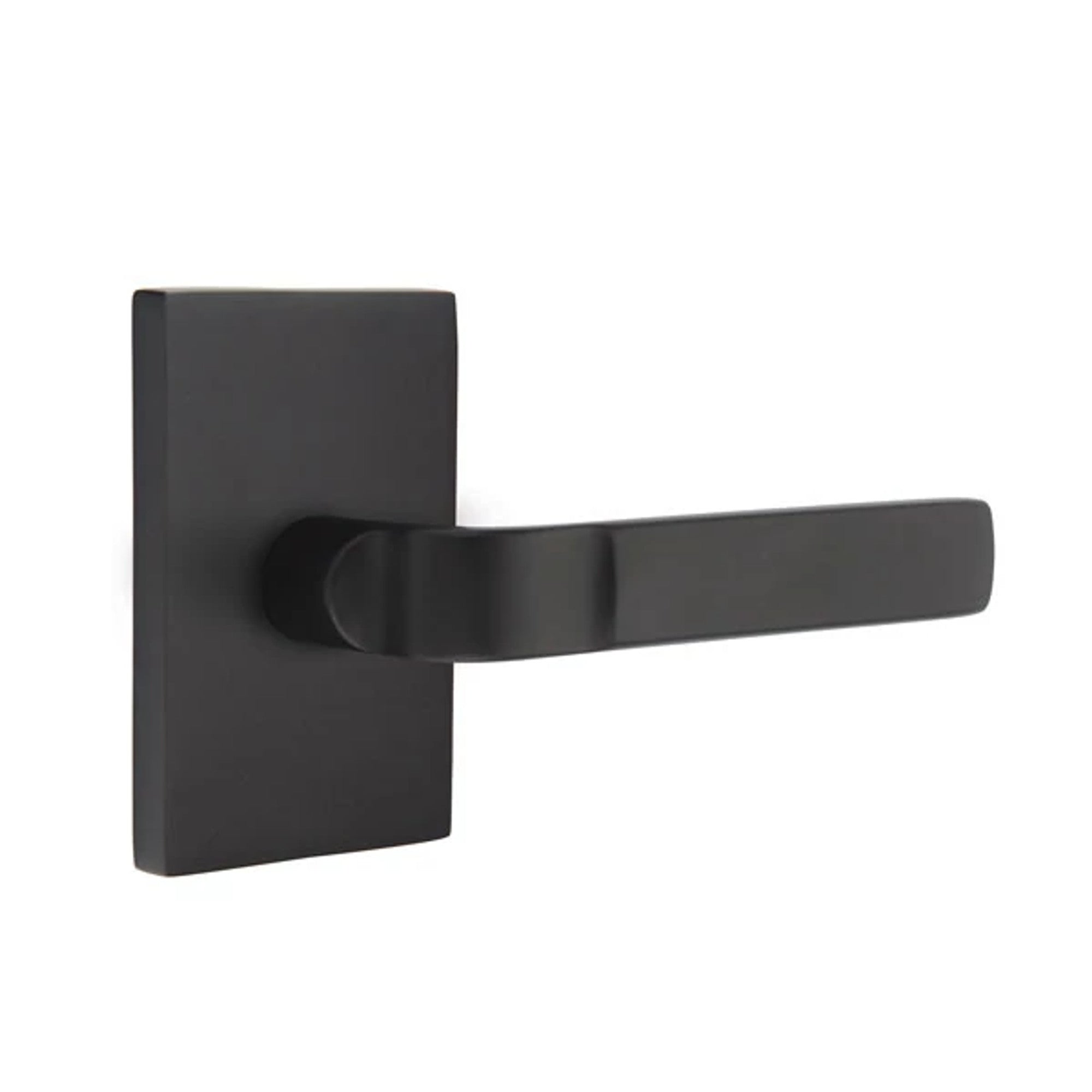 Emtek Aston Lever with Modern Rectangular Rosette in Flat Black