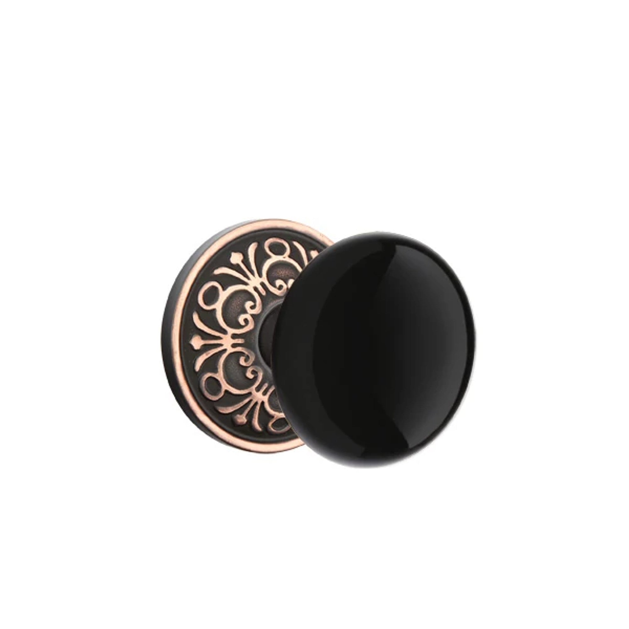 Emtek Ebony Knob with Lancaster Rosette in Oil Rubbed Bronze