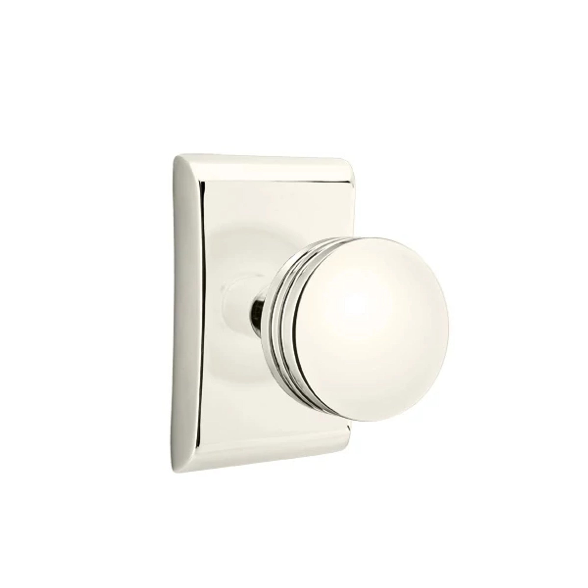 Emtek Bern Knob with Neos Rosette in Polished Nickel