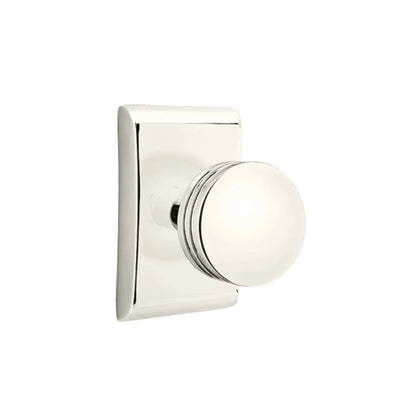 Emtek Bern Knob with Neos Rosette in Polished Nickel