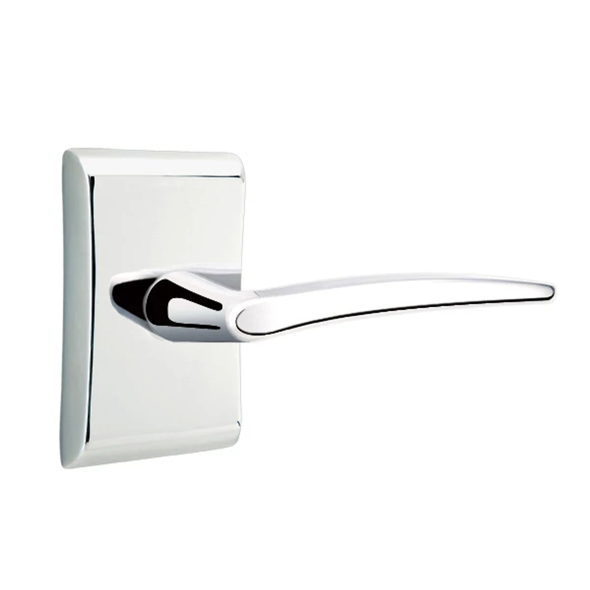 Emtek Poseidon Lever with Neos Rosette in Polished Chrome