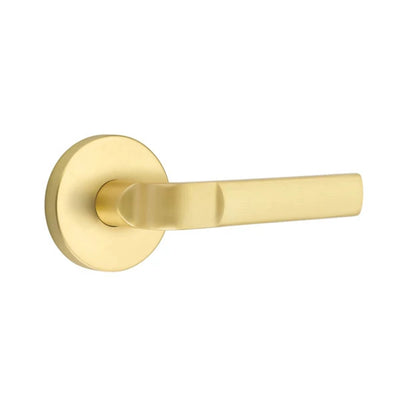 Emtek Aston Lever with Disk Rosette in Satin Brass