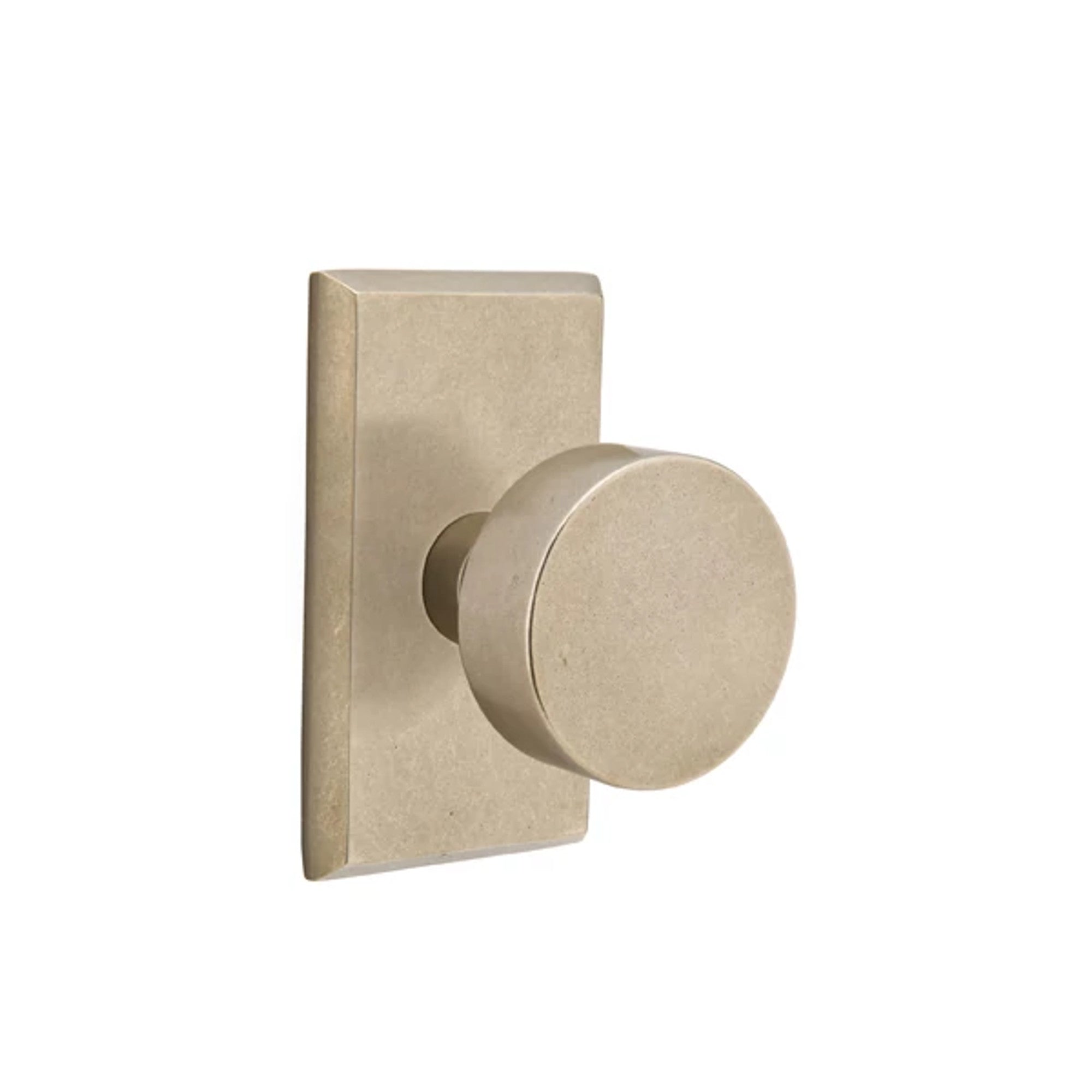 Emtek Round Bronze Knob with #3 Rosette in Tumbled White Bronze