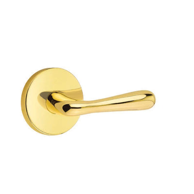 Emtek Basel Lever with Disk Rosette in Unlacquered Brass