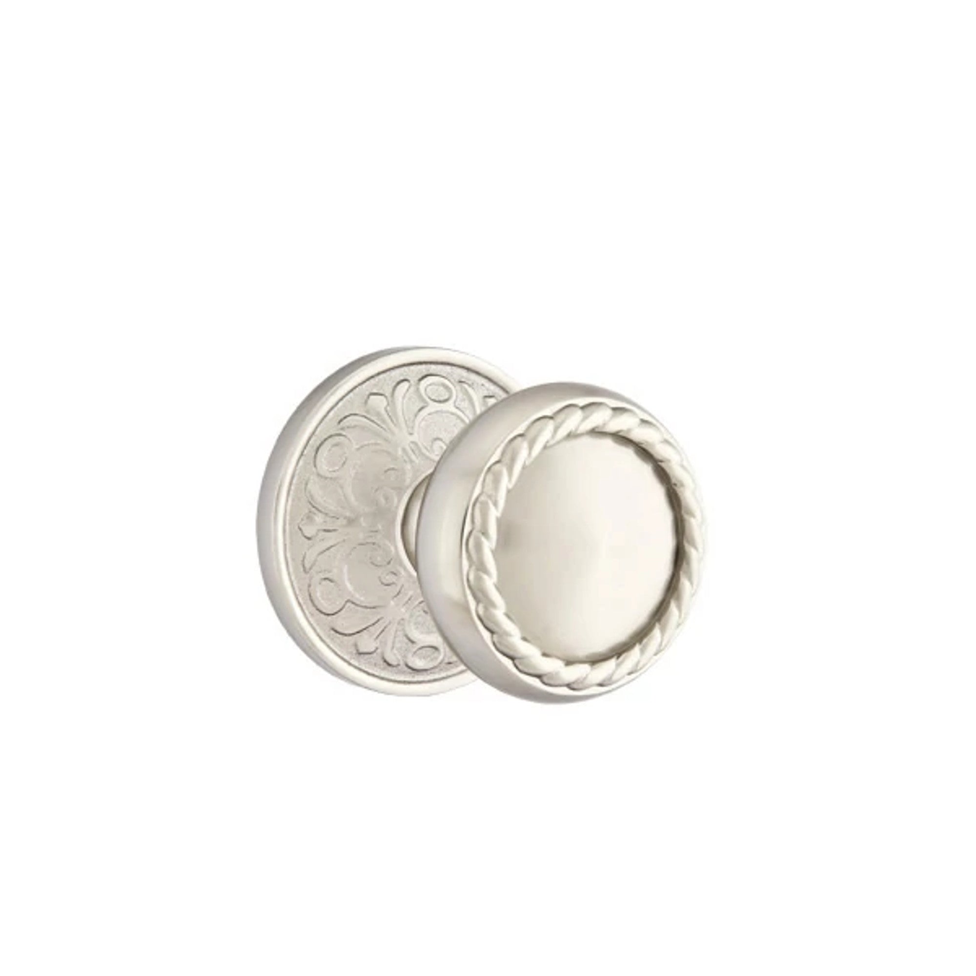 Emtek Rope Knob with Lancaster Rosette in Satin Nickel