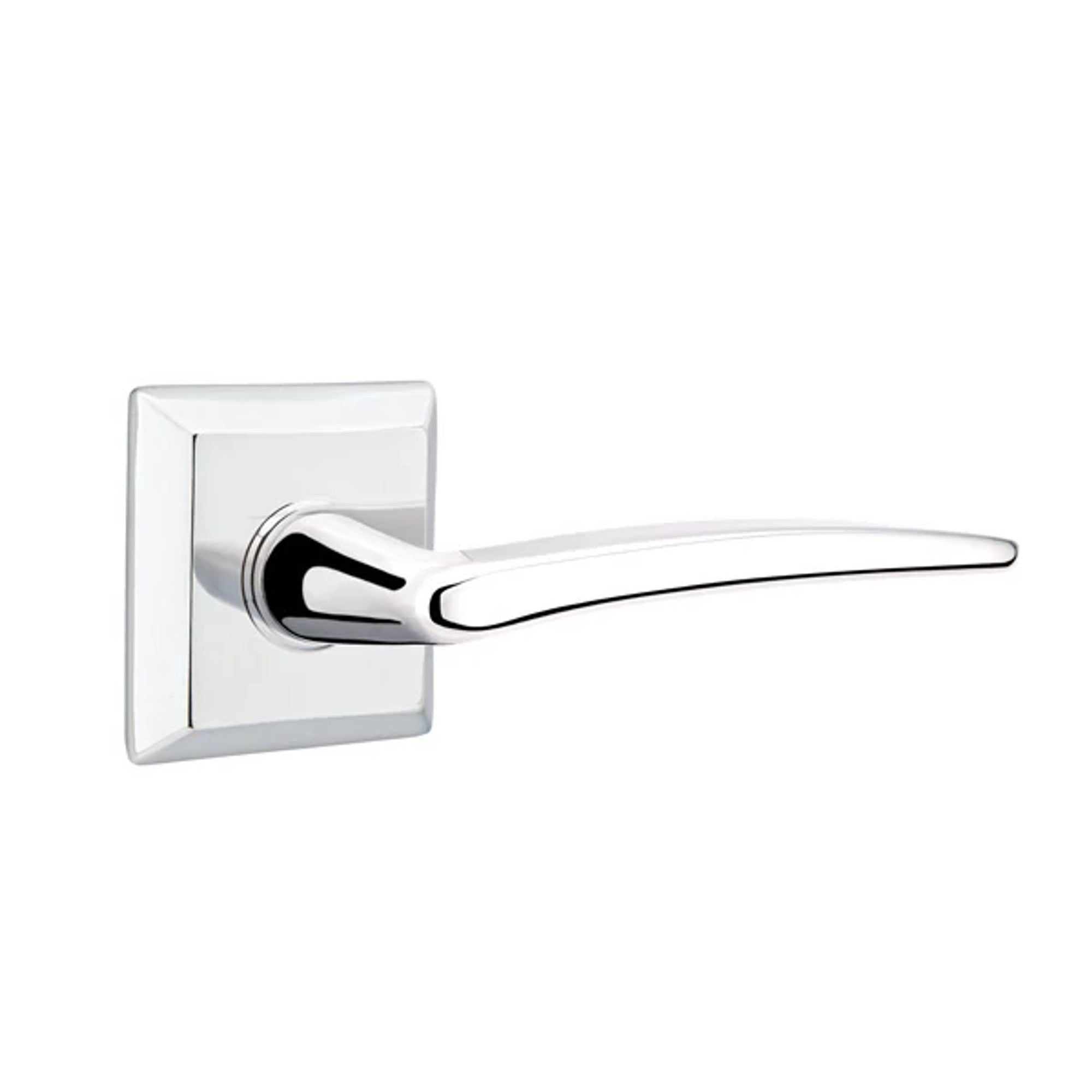 Emtek Poseidon Lever with Quincy Rosette in Polished Chrome