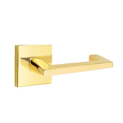 Emtek Argos Lever with Square Rosette in Unlacquered Brass