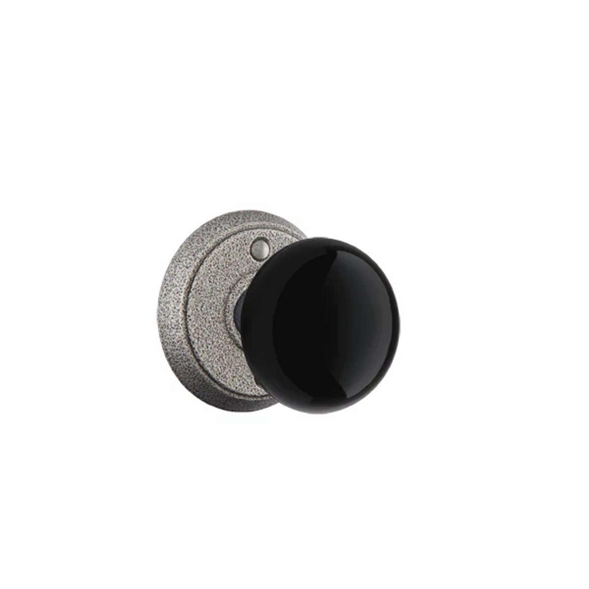 Emtek Madison Black Knob with #2 Rosette in Satin Steel