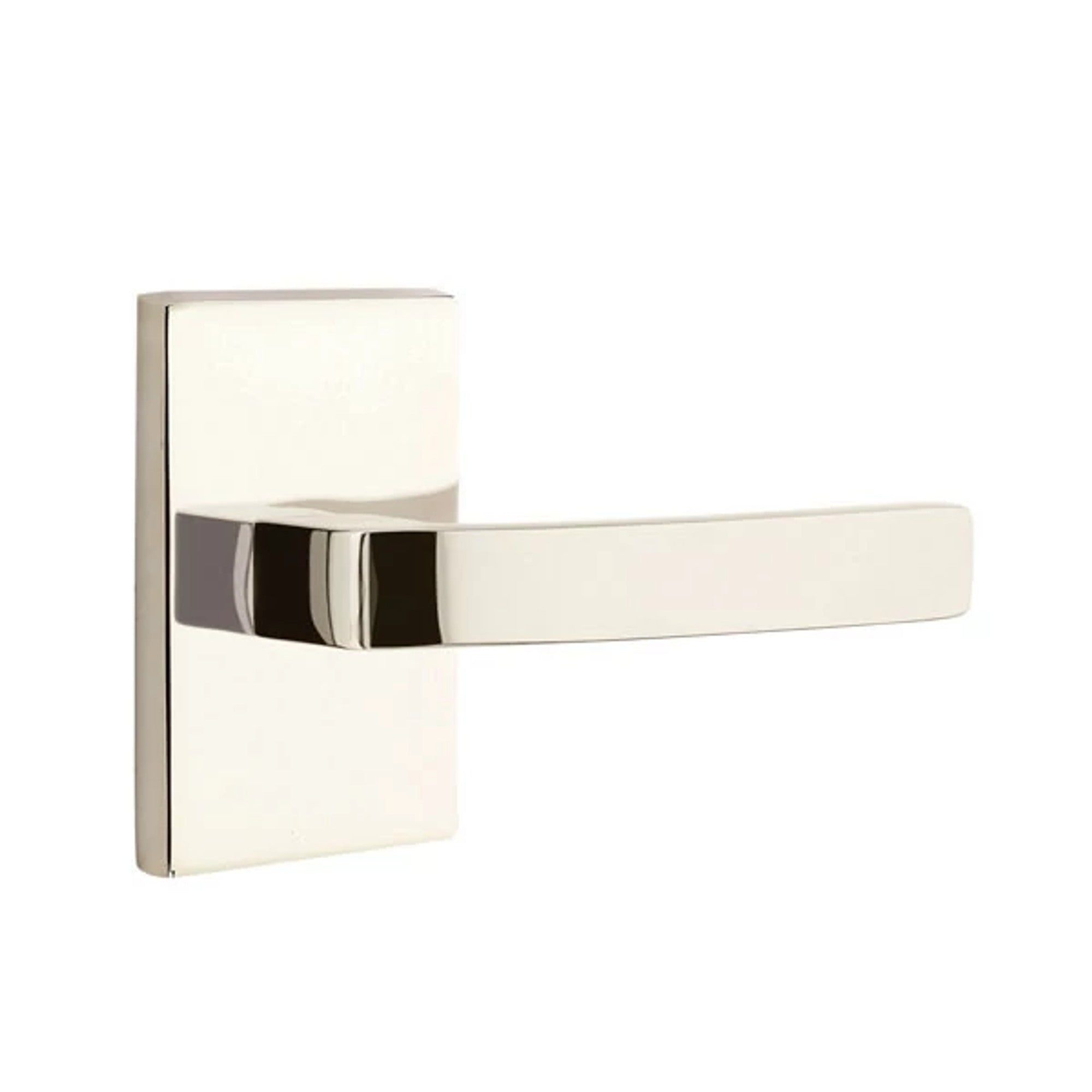 Emtek Breslin Lever with Modern Rectangular Rosette in Polished Nickel