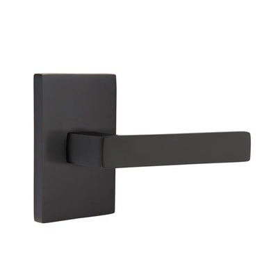 Emtek Dumont Lever with Modern Rectangular Rosette in Flat Black