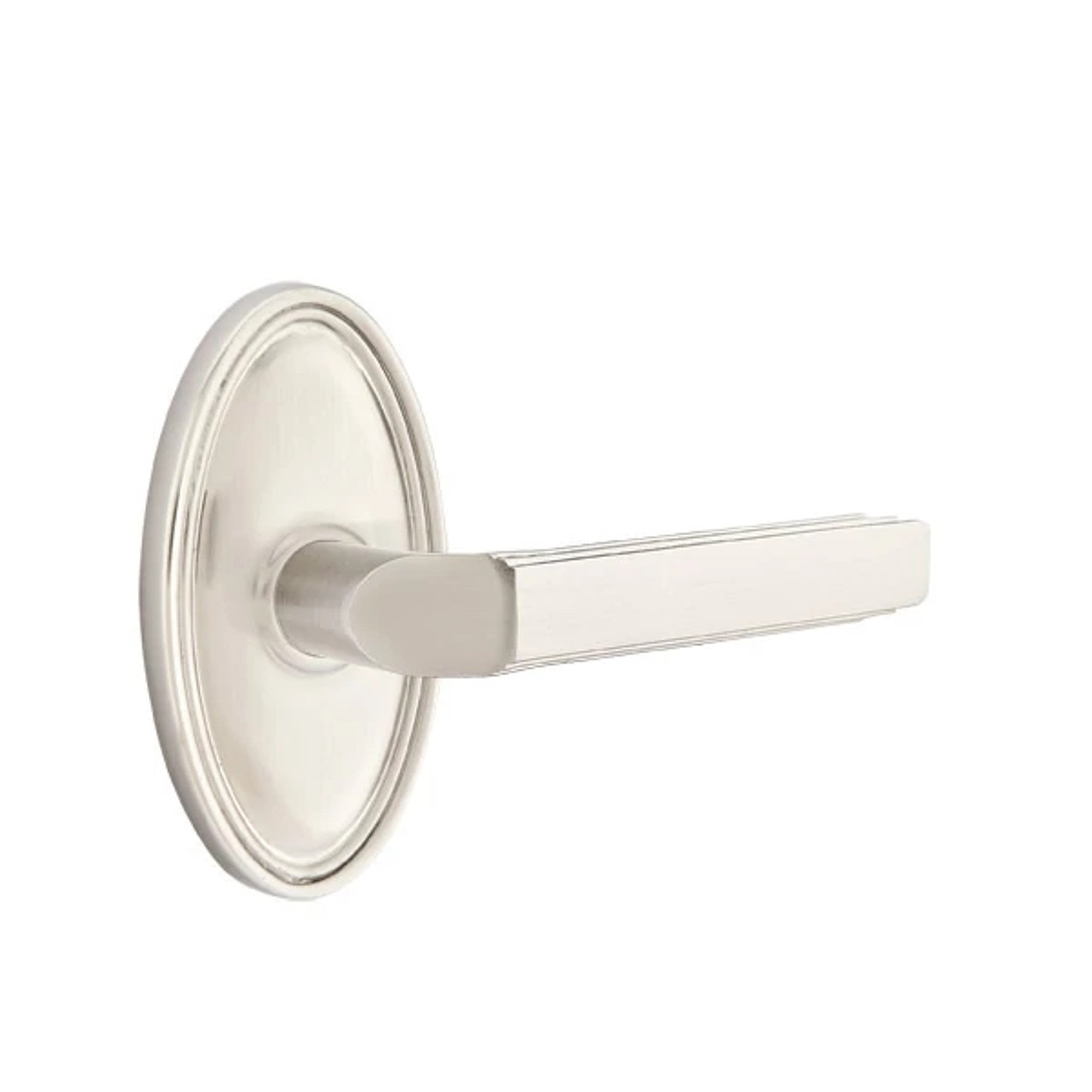 Emtek Milano Lever with Oval Rosette in Satin Nickel