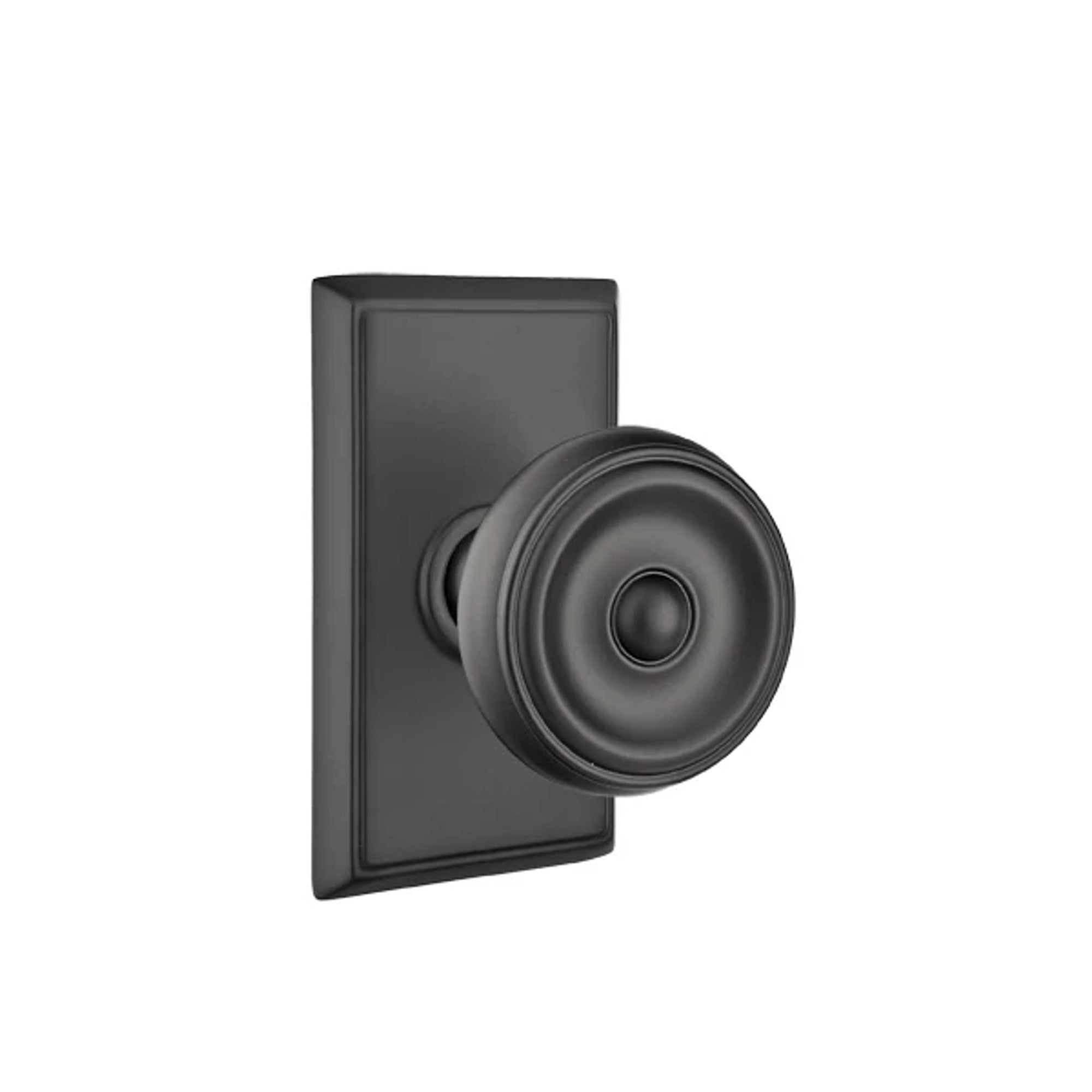 Emtek Waverly Knob with Rectangular Rosette in Flat Black