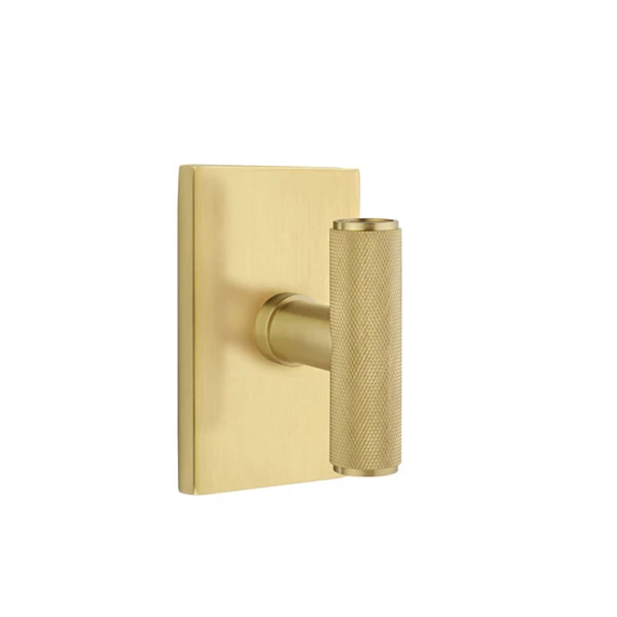 Emtek Ace Knurled Knob with Modern Rectangular Rosette in Satin Brass