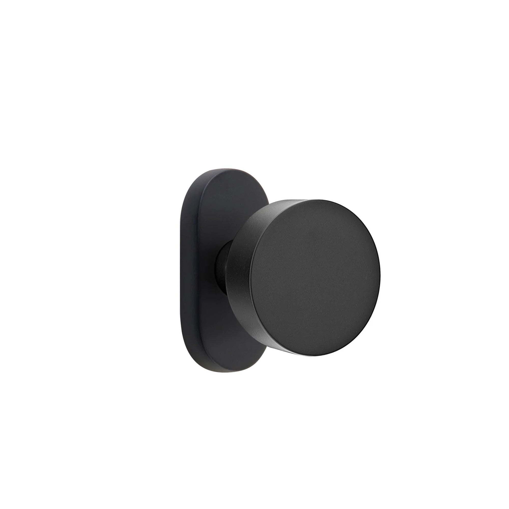 Emtek Round Knob with Oval Stretto 1-1/2" x 3" in Flat Black