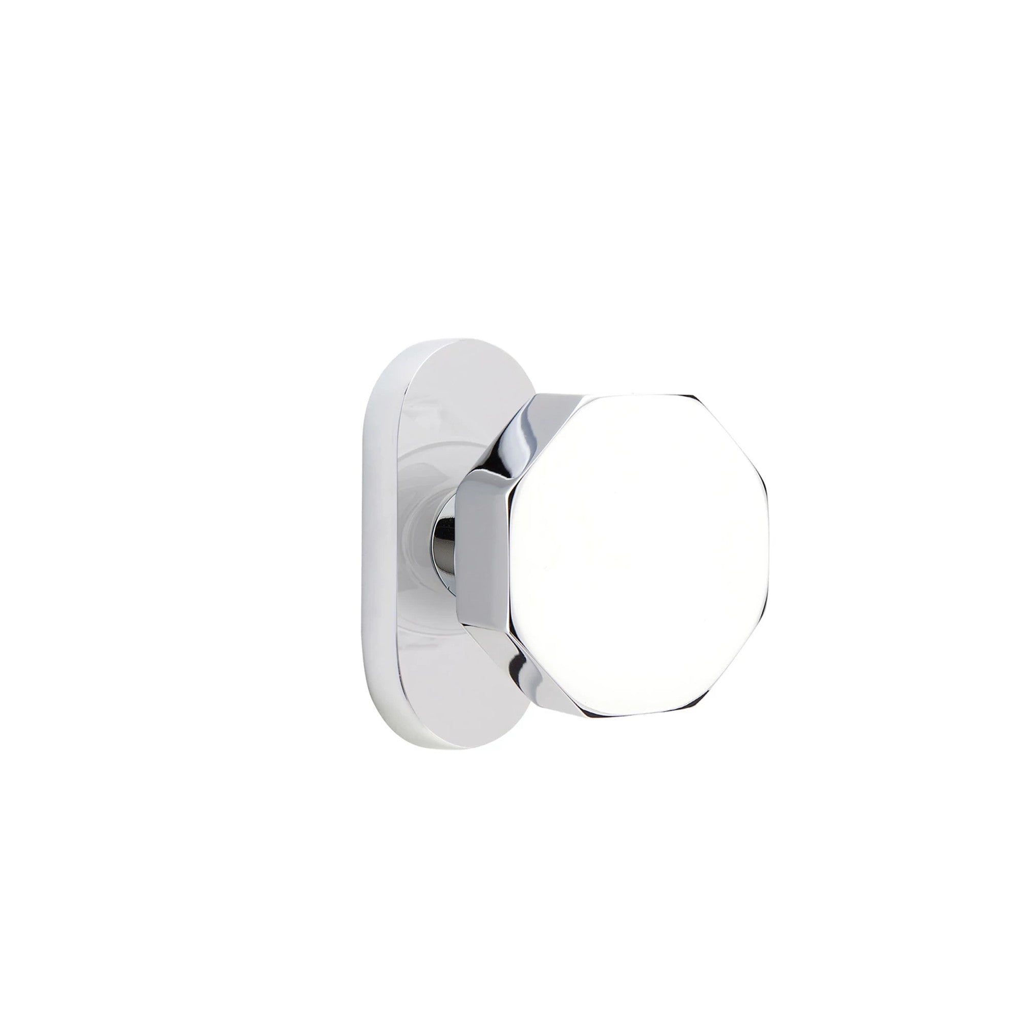Emtek Octagon Knob with Oval Stretto 1-1/2" x 3" in Polished Chrome