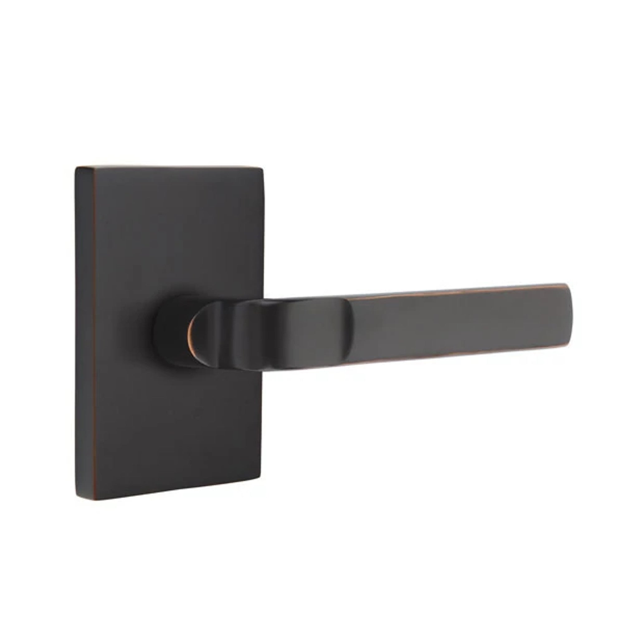 Emtek Aston Lever with Modern Rectangular Rosette in Oil Rubbed Bronze