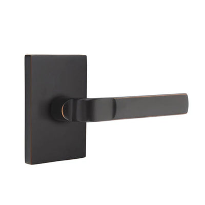 Emtek Aston Lever with Modern Rectangular Rosette in Oil Rubbed Bronze
