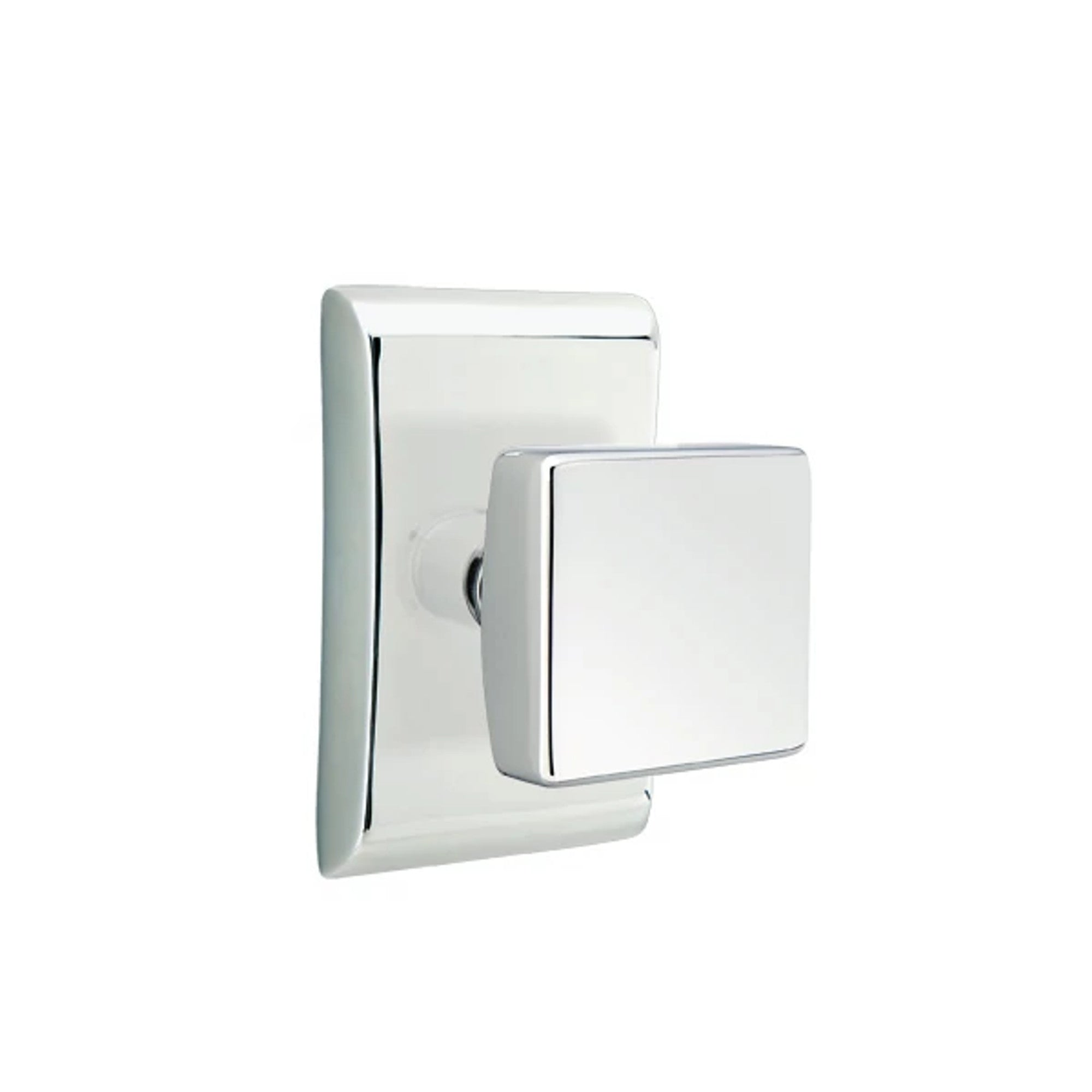 Emtek Square Knob with Neos Rosette in Polished Chrome
