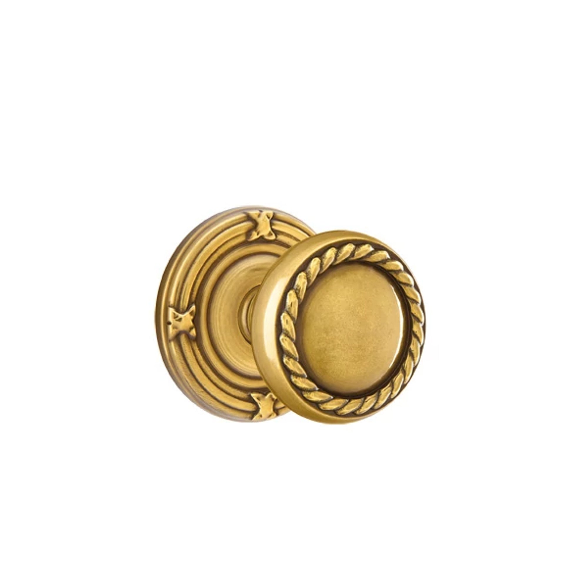 Emtek Rope Knob with Ribbon & Reed Rosette in French Antique