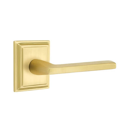 Emtek Helios Lever with Wilshire Rosette in Satin Brass
