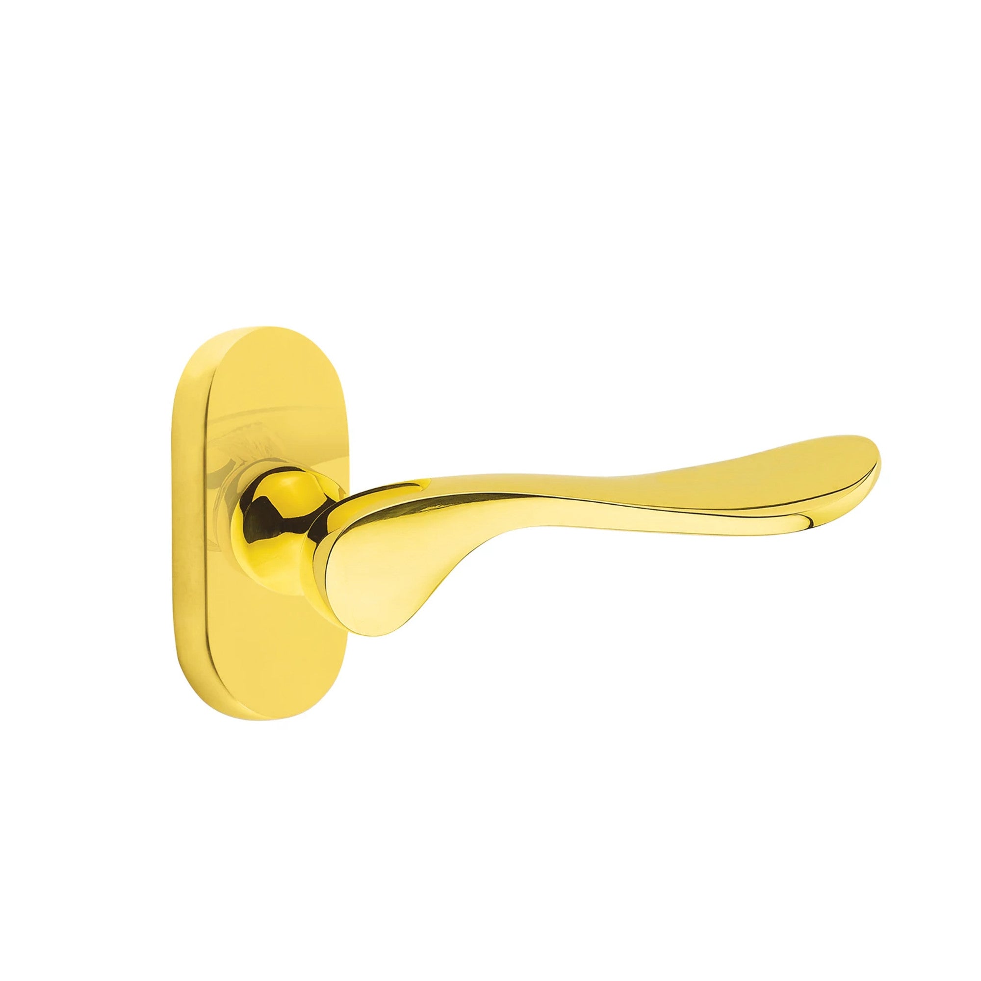 Emtek Luzern Lever with Oval Stretto 1-1/2" x 3" in Unlacquered Brass