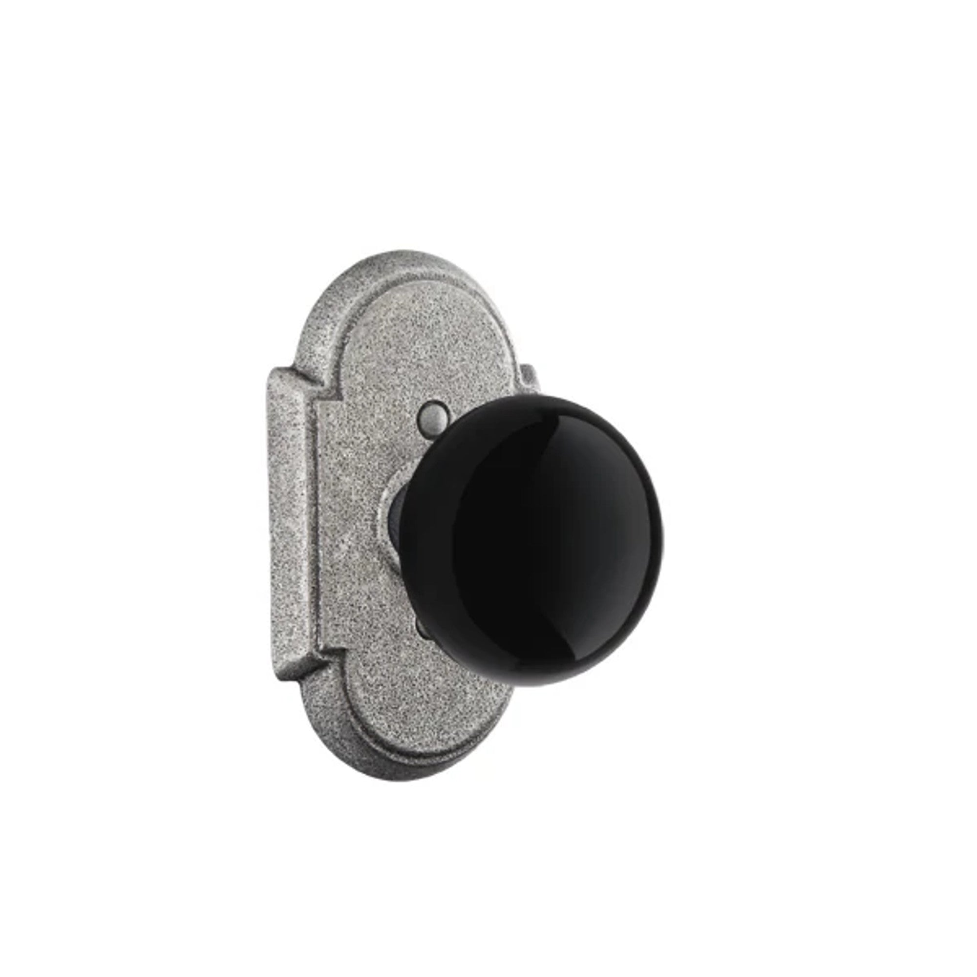 Emtek Madison Black Knob with #1 Rosette in Satin Steel