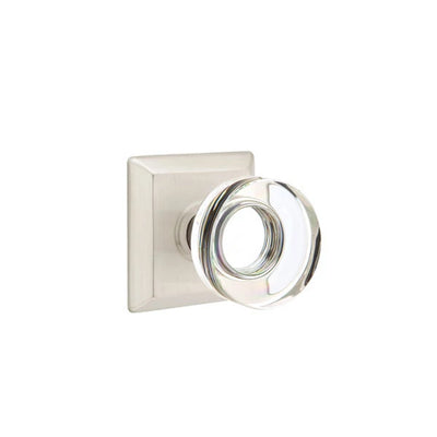 Emtek Modern Disc Glass Knob with Quincy Rosette in Satin Nickel