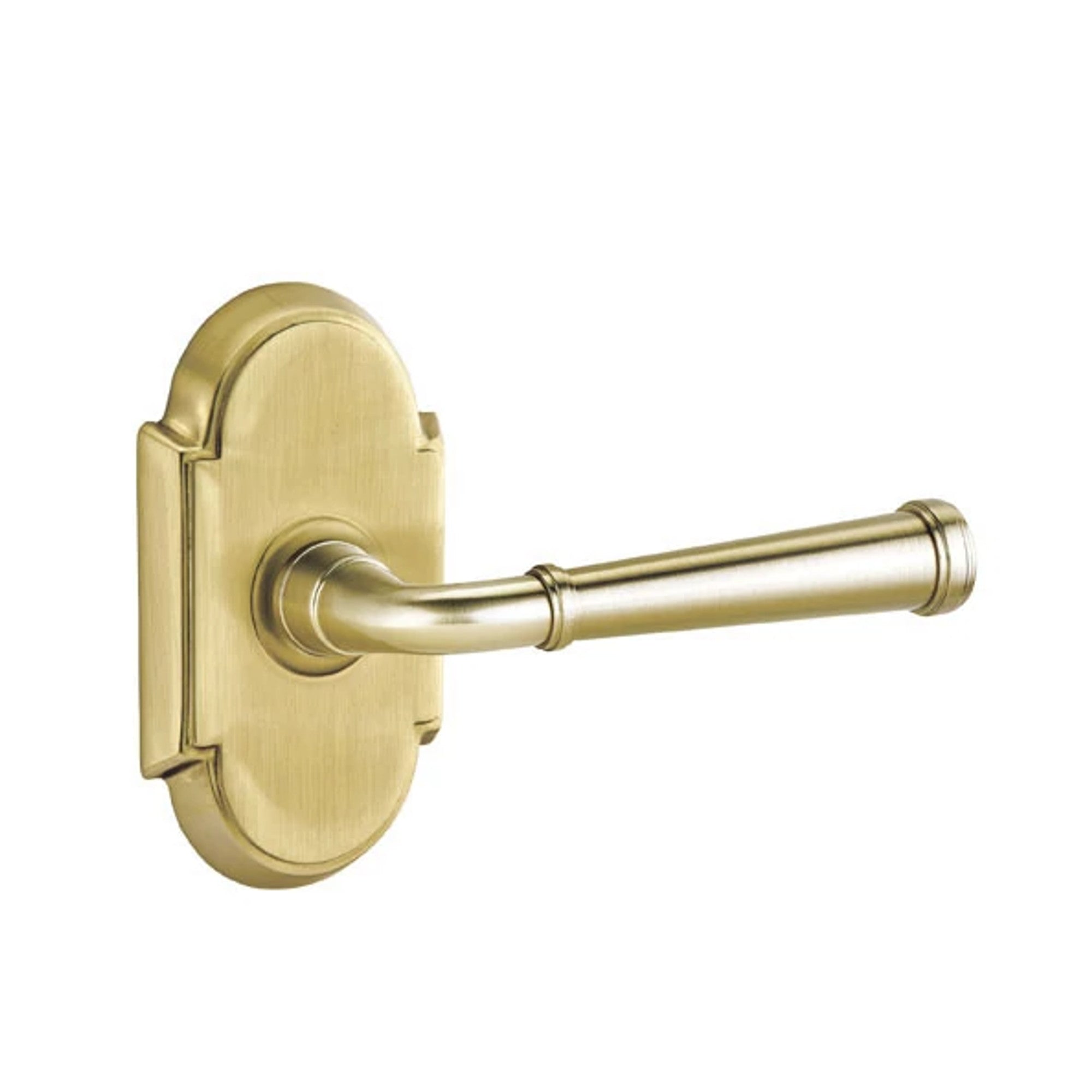 Emtek Merrimack Lever with #8 Rosette in Satin Brass