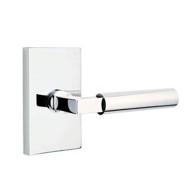 Emtek Hercules Lever with Modern Rectangular Rosette in Polished Chrome