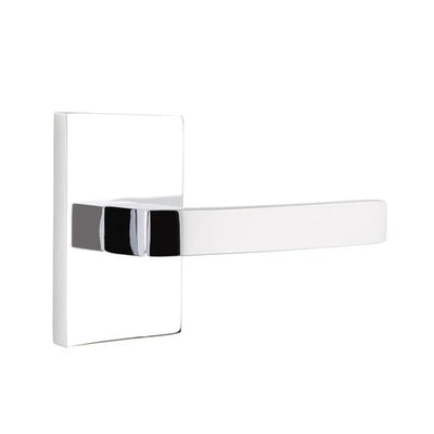 Emtek Breslin Lever with Modern Rectangular Rosette in Polished Chrome