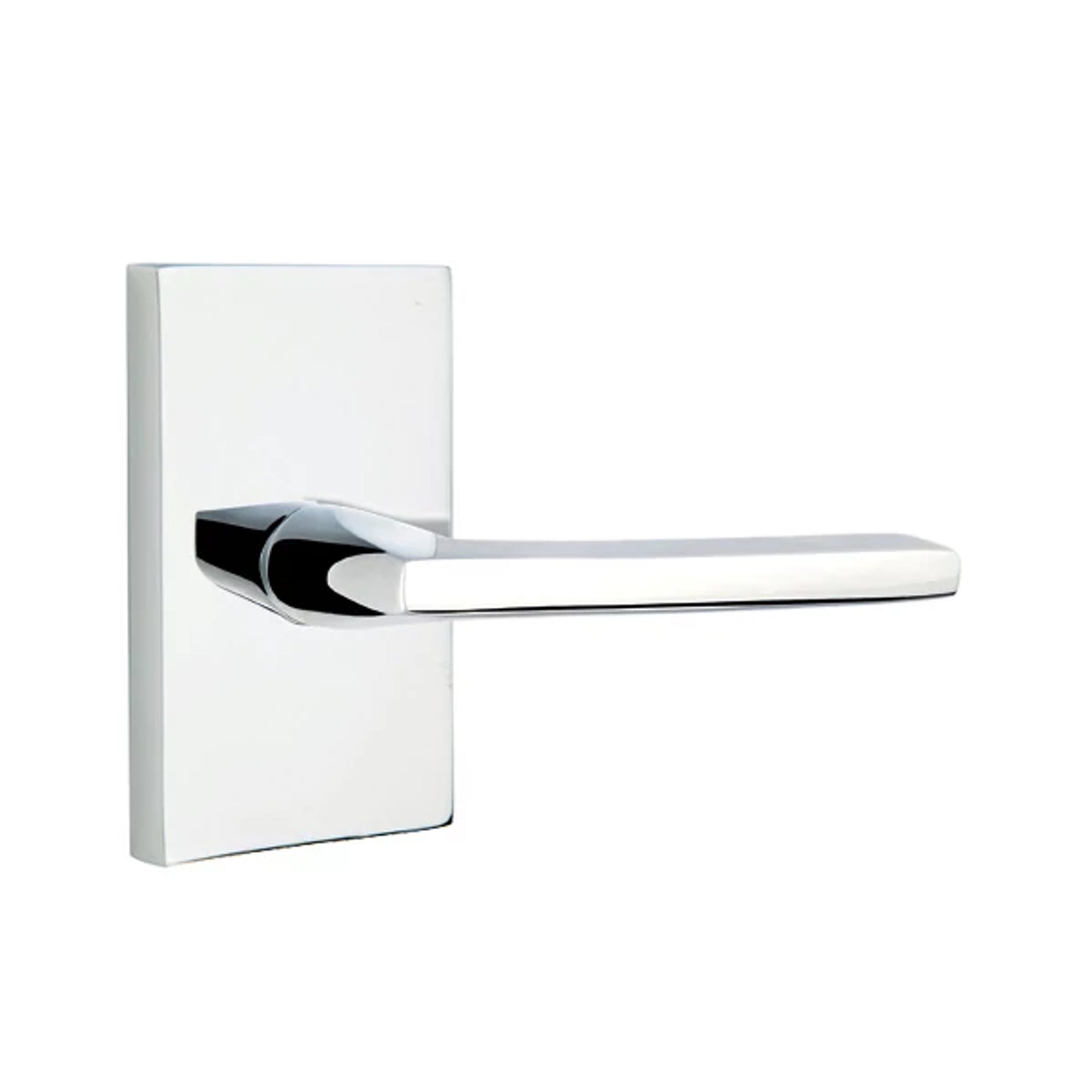 Emtek Helios Lever with Modern Rectangular Rosette in Polished Chrome