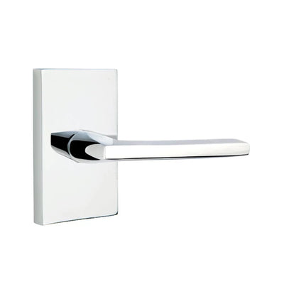 Emtek Helios Lever with Modern Rectangular Rosette in Polished Chrome