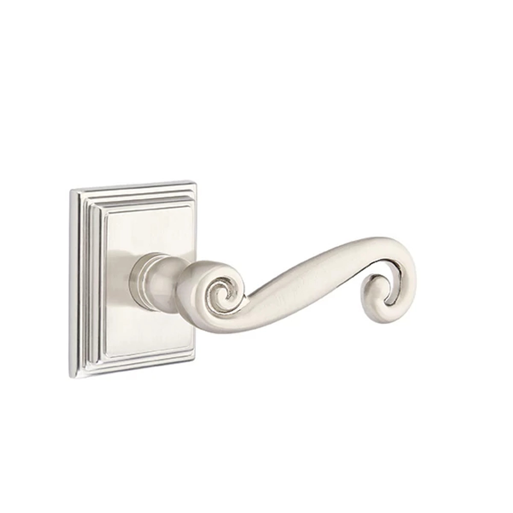 Emtek Rustic Lever with Wilshire Rosette in Satin Nickel