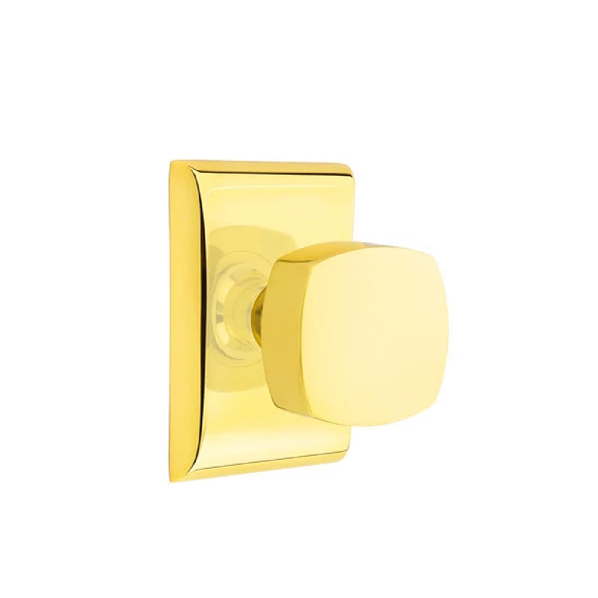 Emtek Freestone Knob with Neos Rosette in Unlacquered Brass