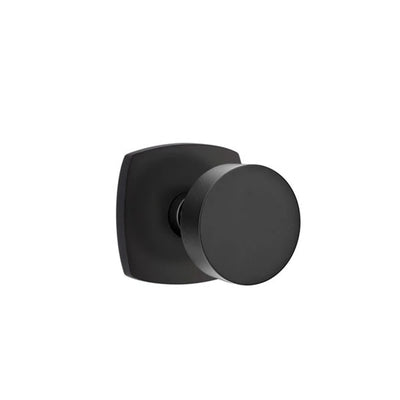 Emtek Round Knob with Urban Modern Rosette in Flat Black
