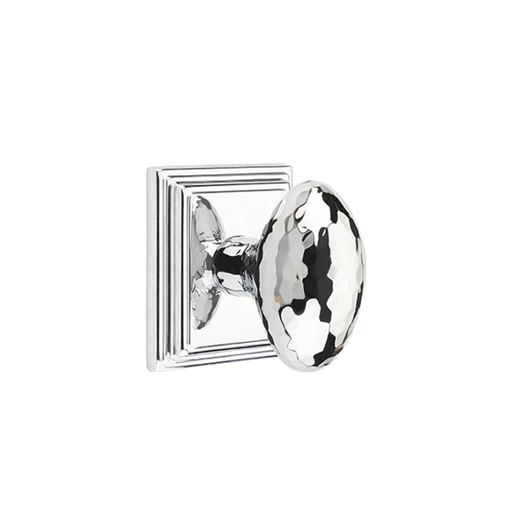 Emtek Hammered Egg Knob with Wilshire Rosette in Polished Chrome
