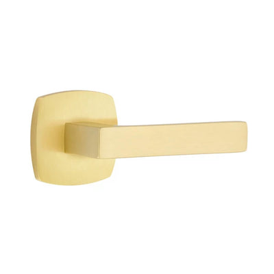 Emtek Dumont Lever with Urban Modern Rosette in Satin Brass
