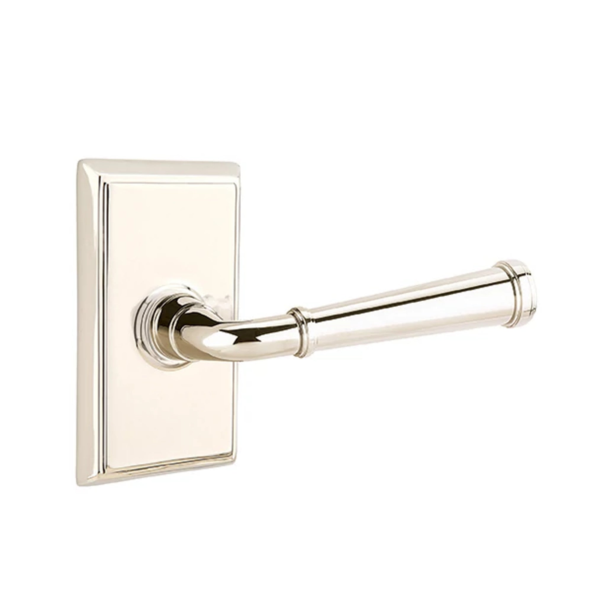 Emtek Merrimack Lever with Rectangular Rosette in Polished Nickel