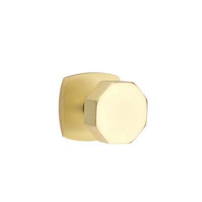 Emtek Octagon Knob with Urban Modern Rosette in Satin Brass
